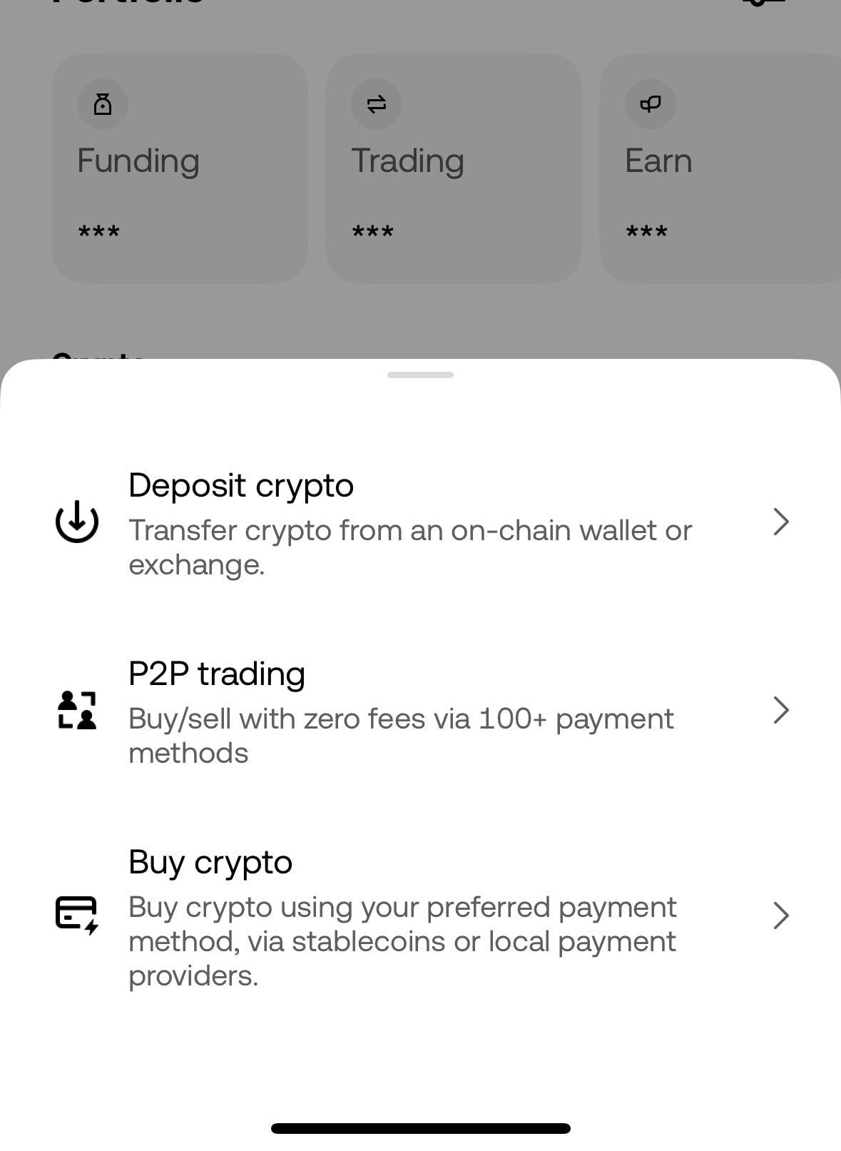 OKX 入金方式选择：加密币转账、P2P 交易、购币